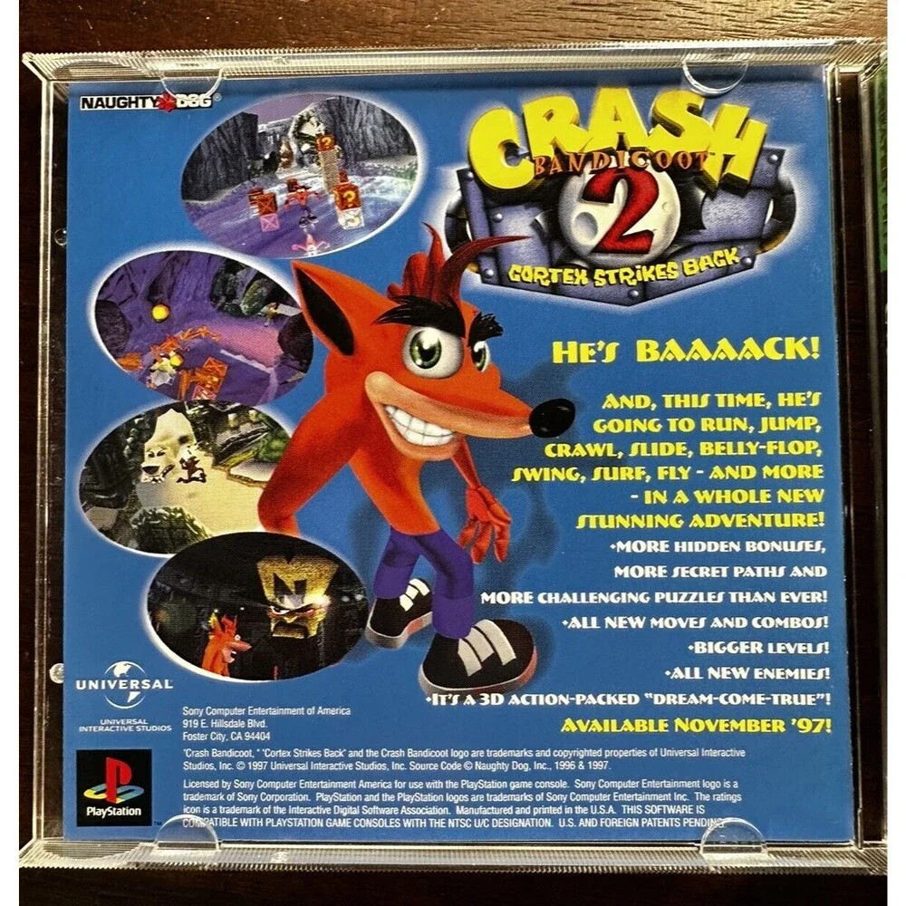 Crash Bandicoot (Sony PlayStation 1) PS1 Complete Tested Game w/ Manual & Case